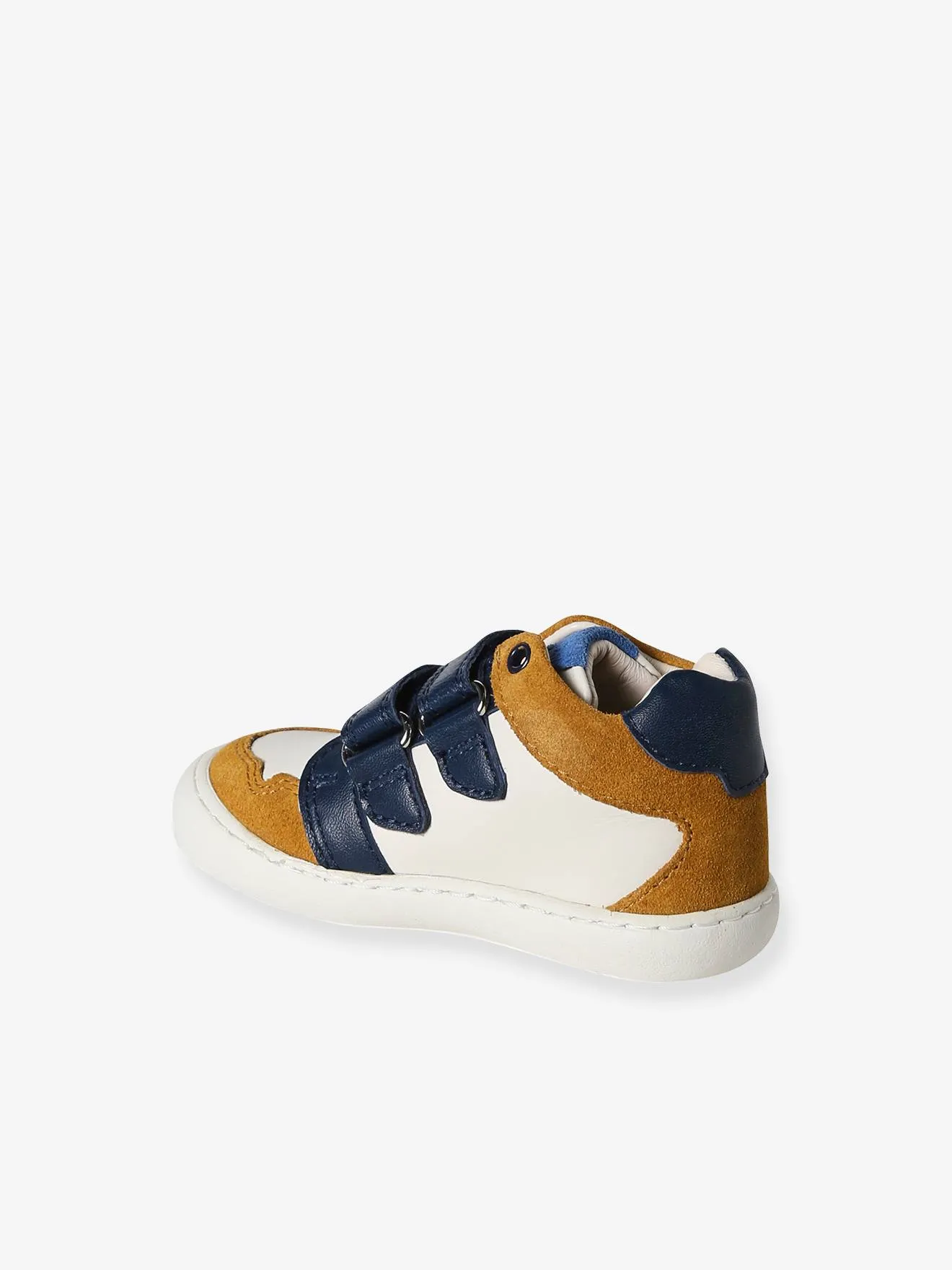 Hook-&-Loop Leather Trainers - ecru