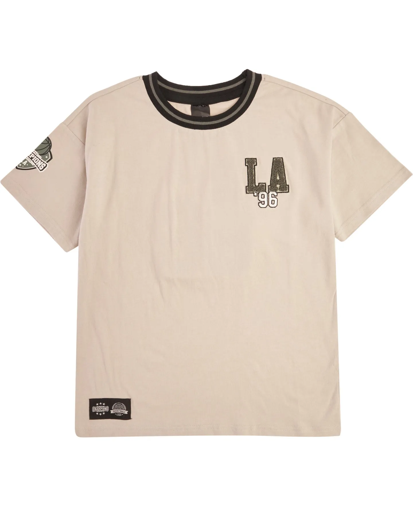 Kids' Short Sleeve Panelled Basketball Tee in Chateau Gray La | Postie