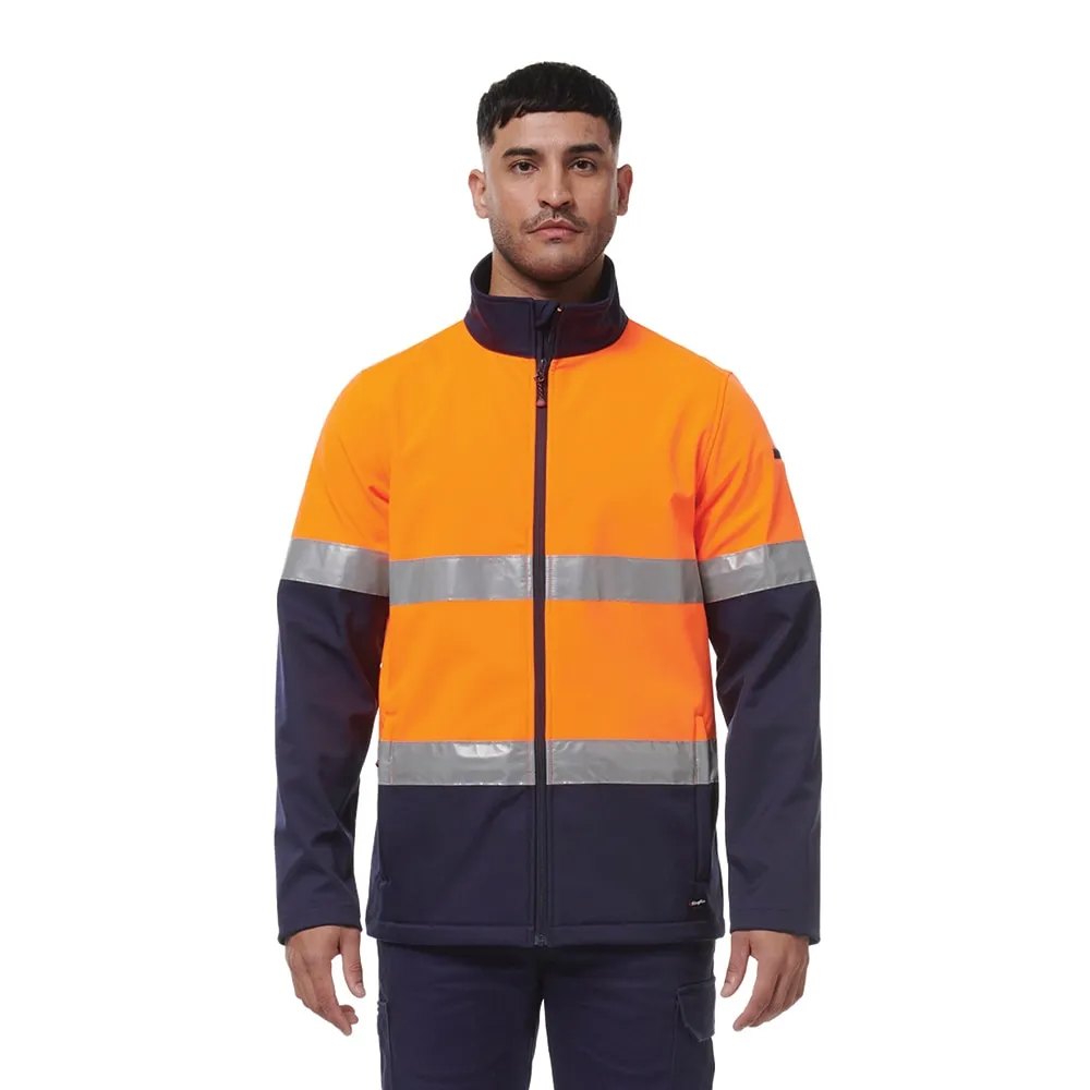 King Gee K55034 Men's Hi-Visibility Two Tone Soft Shell Jacket - Reflective Tape - Polyester - Water Resistant - UPF 50+