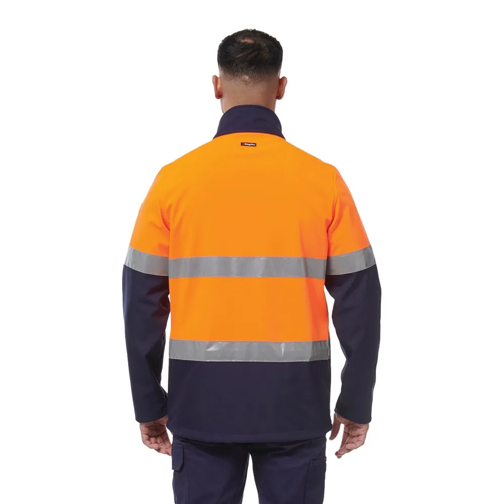 King Gee K55034 Men's Hi-Visibility Two Tone Soft Shell Jacket - Reflective Tape - Polyester - Water Resistant - UPF 50+