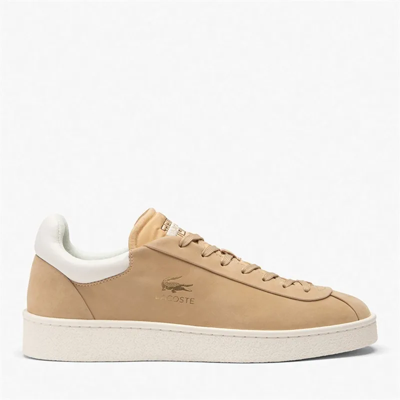 Lacoste Mens Baseshot Premium Trainers Light Brown/Off White