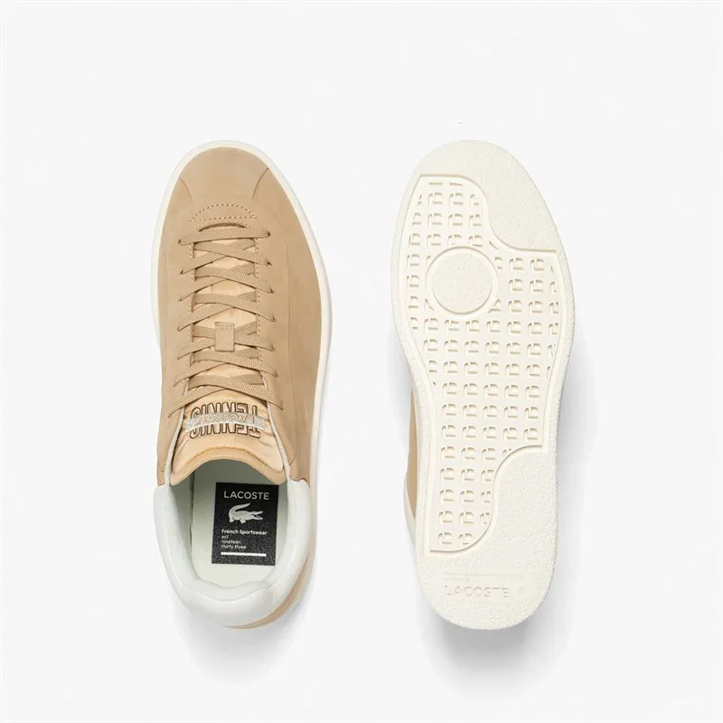 Lacoste Mens Baseshot Premium Trainers Light Brown/Off White