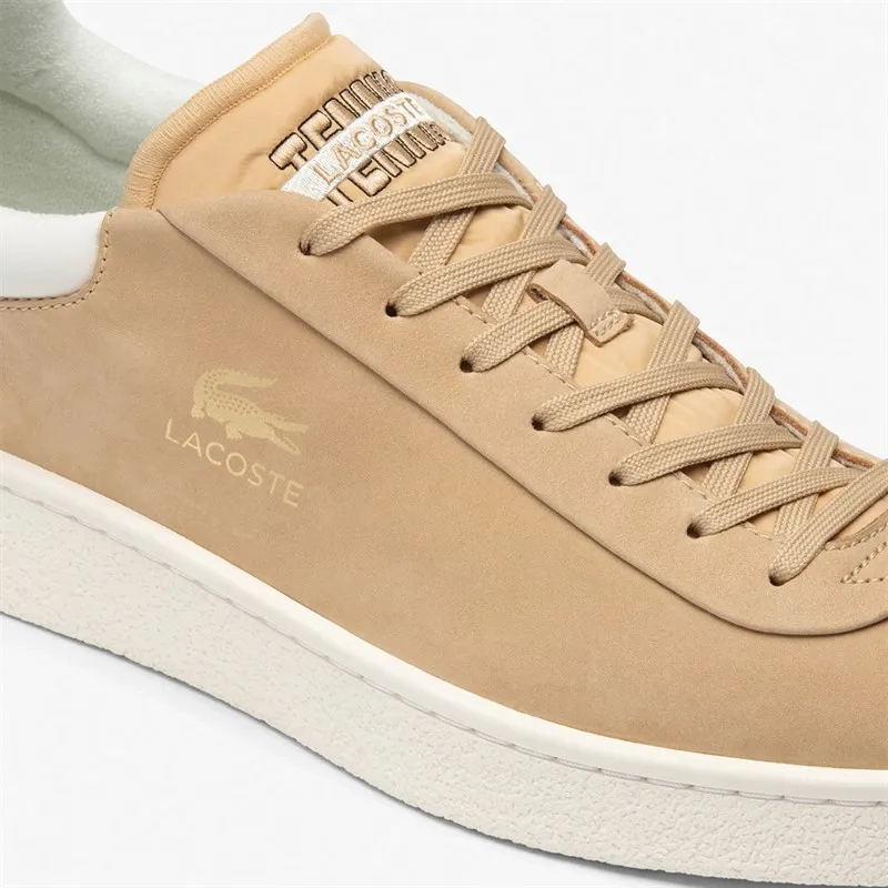 Lacoste Mens Baseshot Premium Trainers Light Brown/Off White