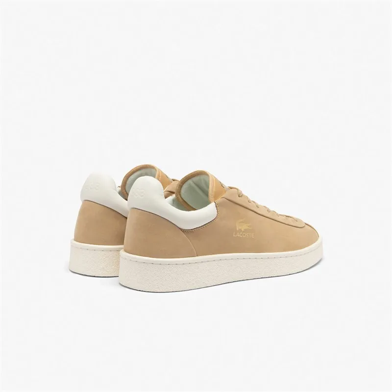 Lacoste Mens Baseshot Premium Trainers Light Brown/Off White