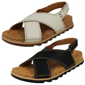 Ladies Clarks Cross Detailed Slingback Wedge Sandals - Yacht Cross