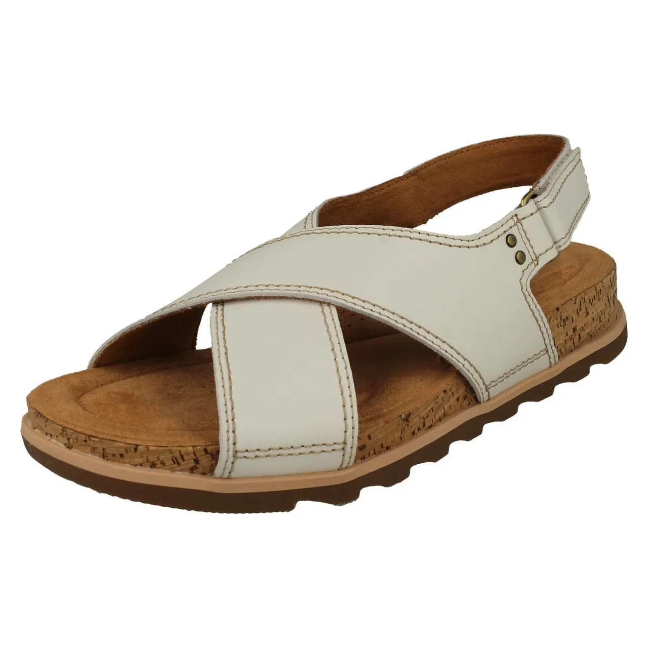 Ladies Clarks Cross Detailed Slingback Wedge Sandals - Yacht Cross