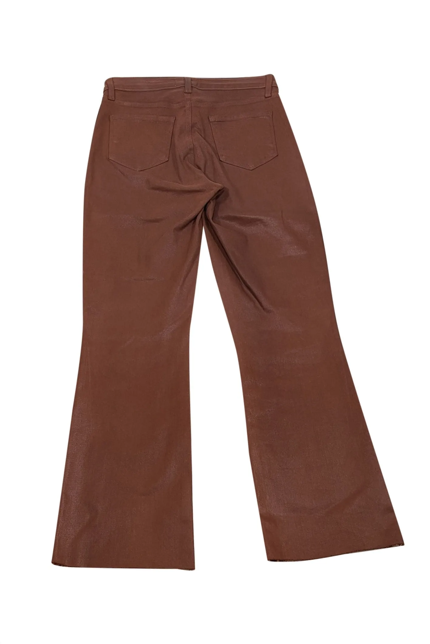 L'Agence - Earthy Brown Coated Crop Flare Jeans Sz 2