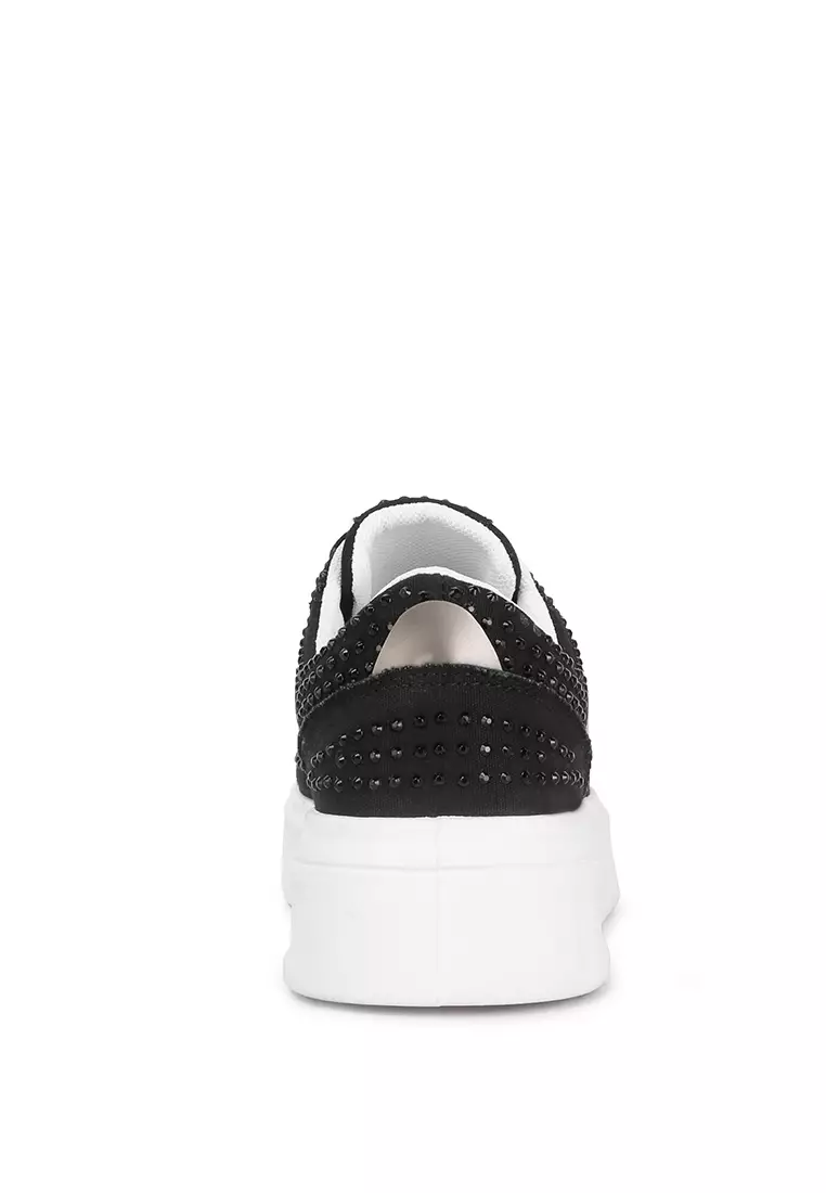 London Rag Black Rhinestones Embellished Chunky Sole Sneakers