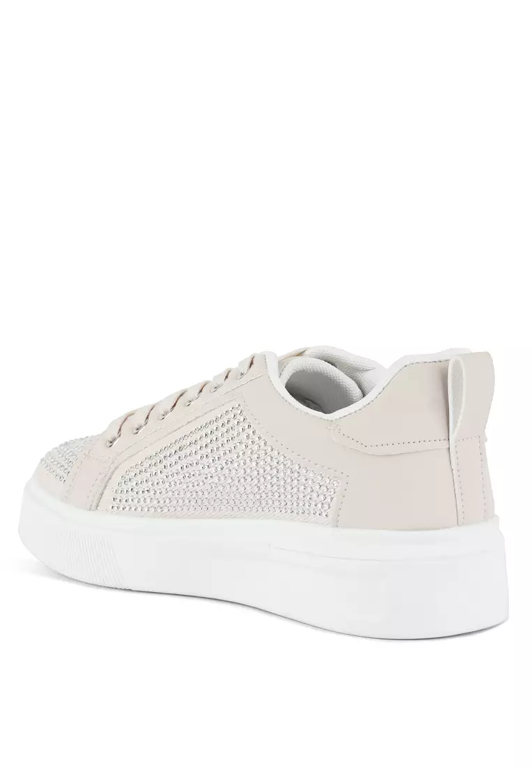 London Rag Off-White Rhinestones Embellished Chunky Sneakers