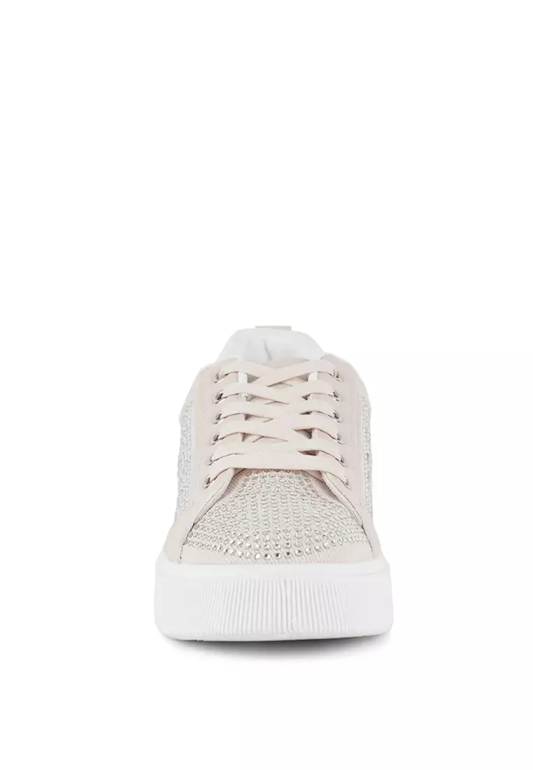 London Rag Off-White Rhinestones Embellished Chunky Sneakers