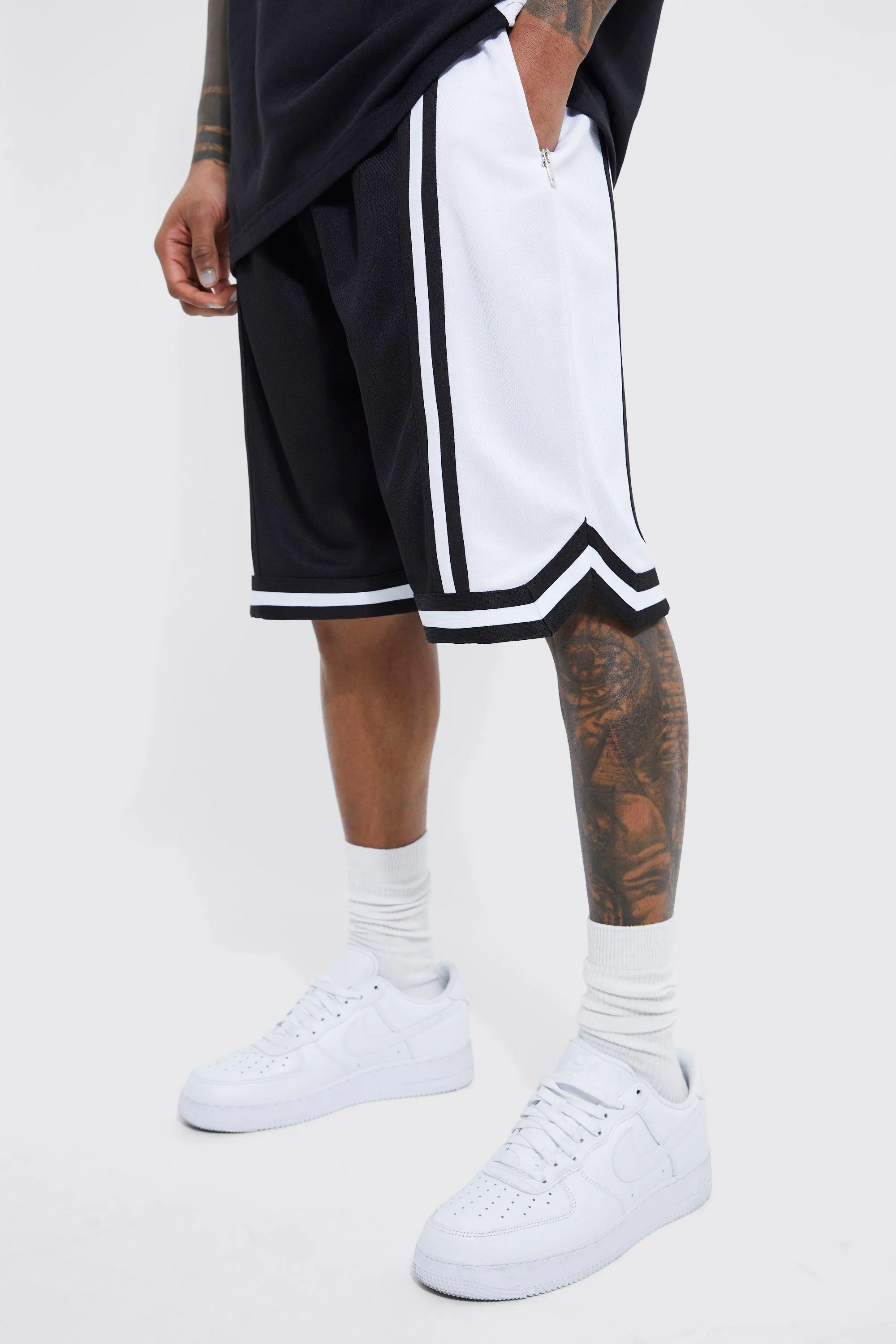 Loose Fit Long Length Mesh Basketball Short | boohooMAN UK