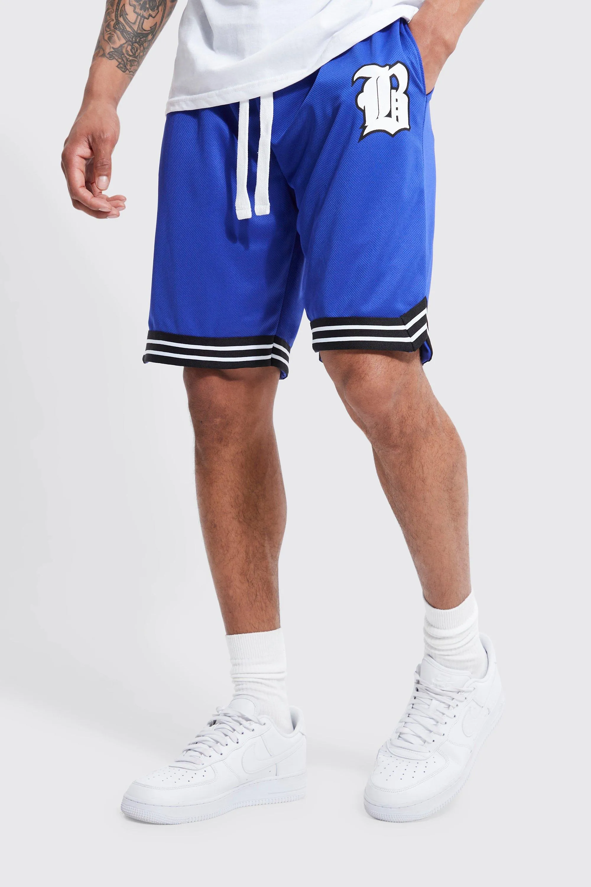 Loose Fit Mid Length Basketball Short | boohooMAN UK