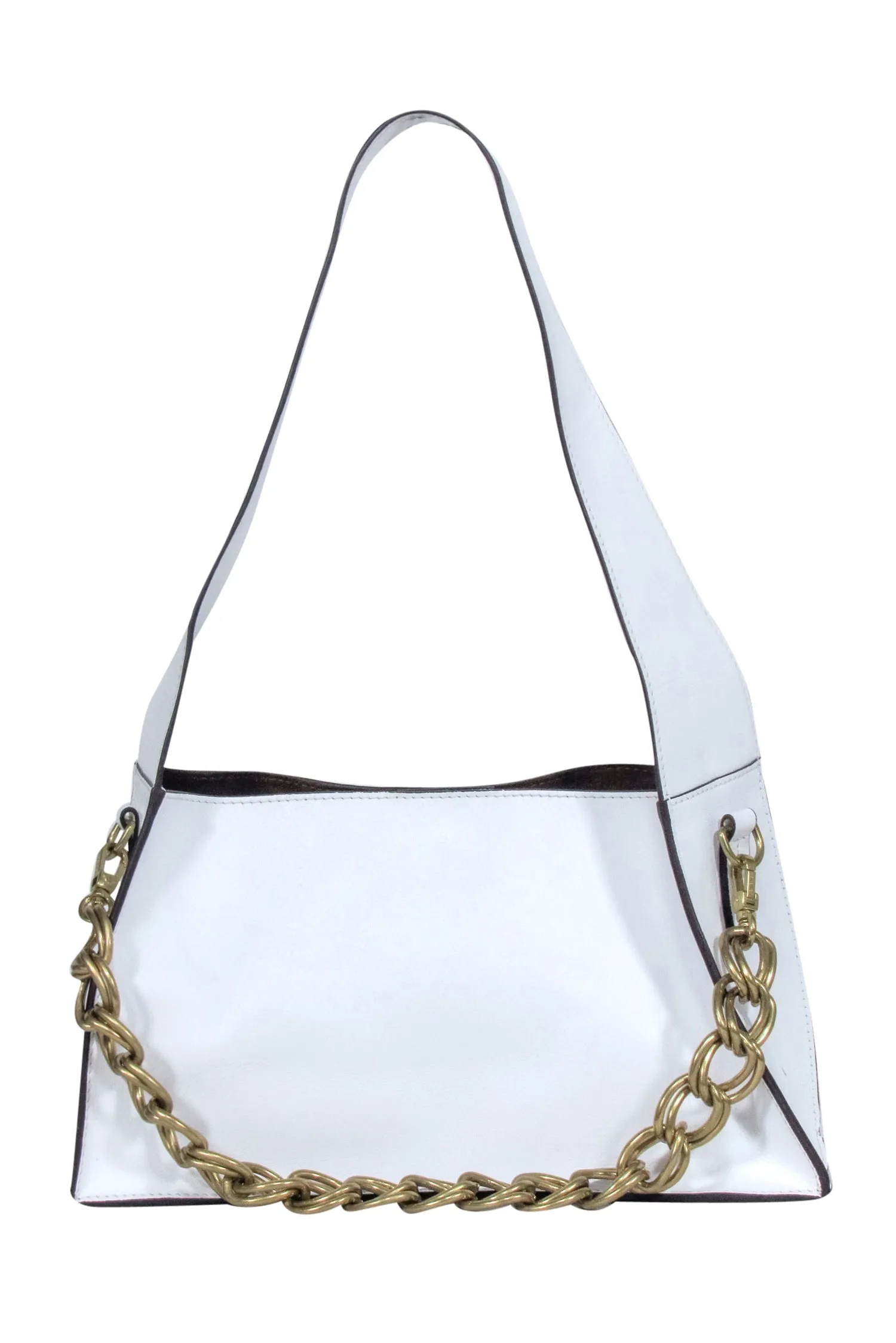 Manu Atelier - White Calf Leather Kesme Shoulder Bag