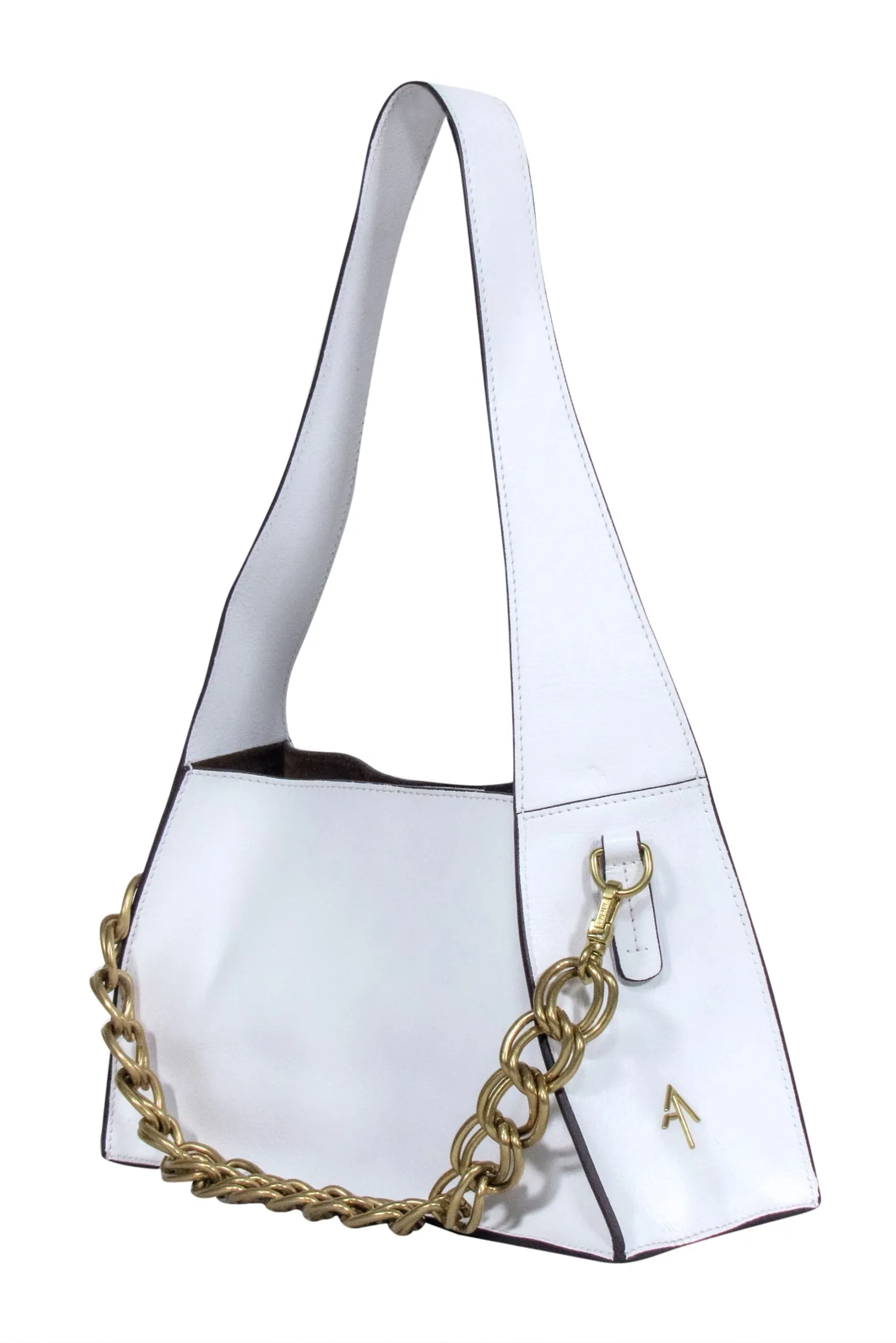 Manu Atelier - White Calf Leather Kesme Shoulder Bag