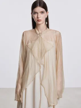 Mao Collar Sunscreen Sheer Shirt Cardigan