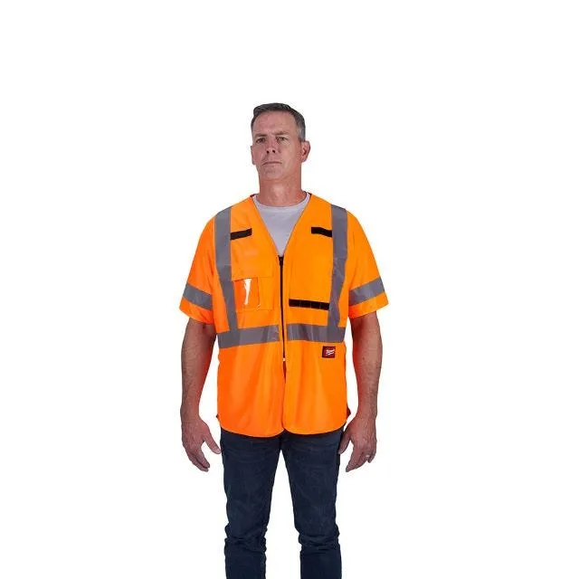 Milwaukee Tools ANSI Class 3 10 Pocket Safety Vest Hi-Vis Orange 48-73-514O