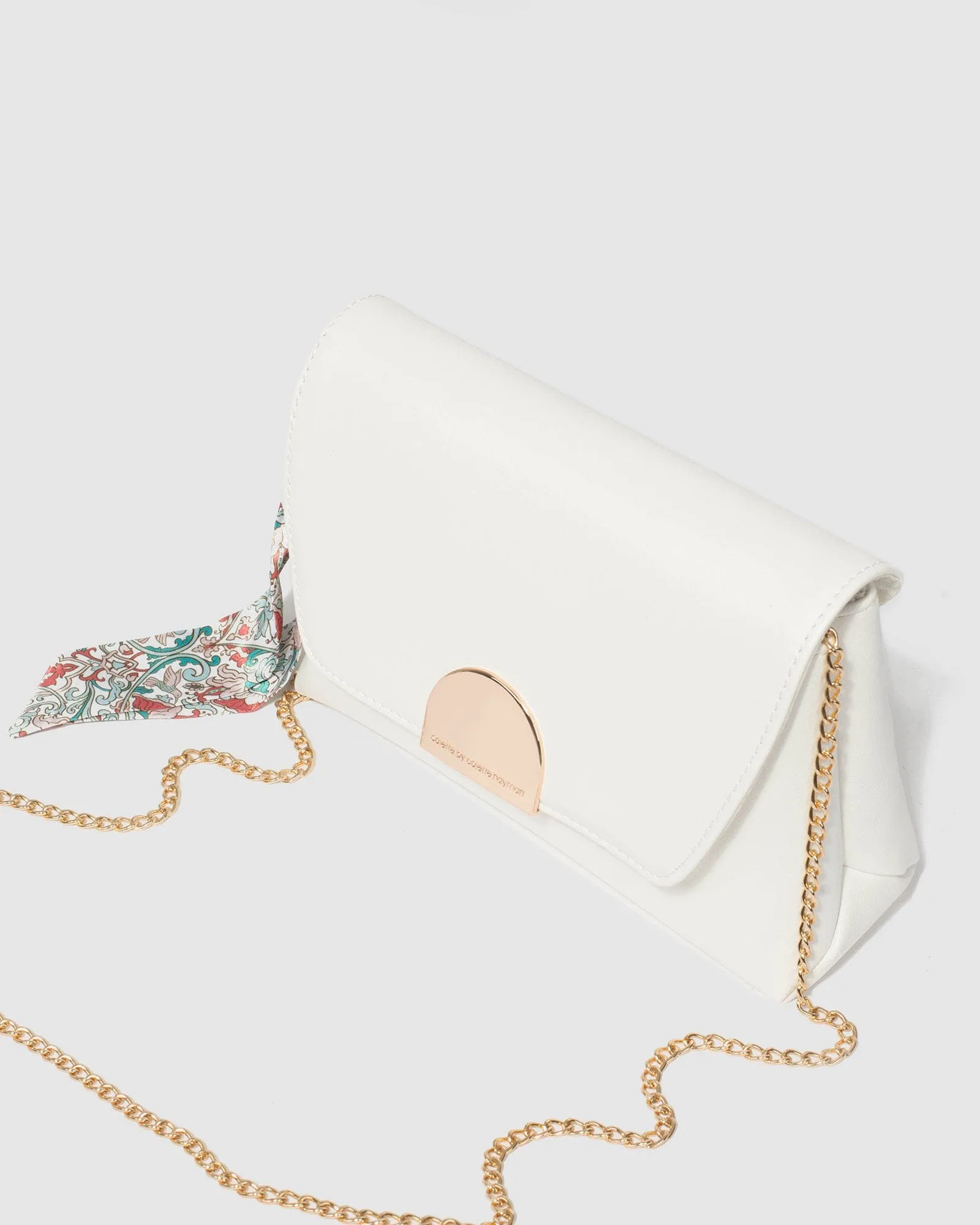 Miranda Scarf White Clutch Bag