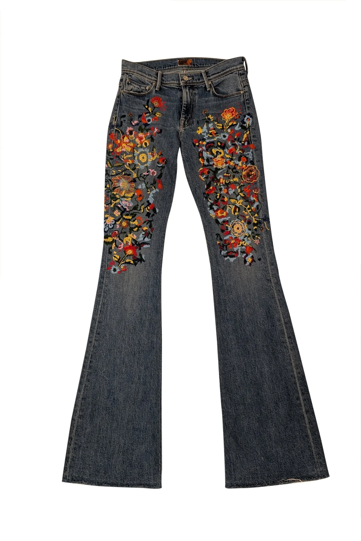 MOTHER - Medium Wash Floral Embroidered Jeans Sz 2