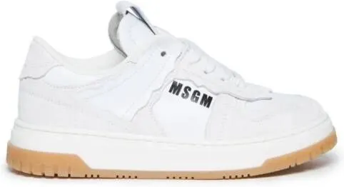 MSGM Kids logo-print leather sneakers White