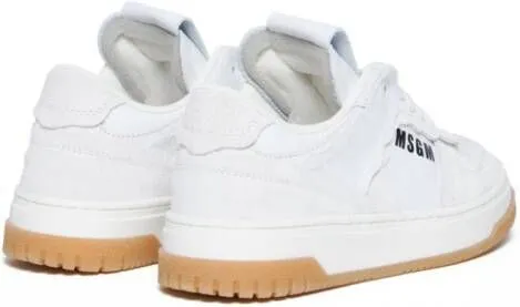 MSGM Kids logo-print leather sneakers White