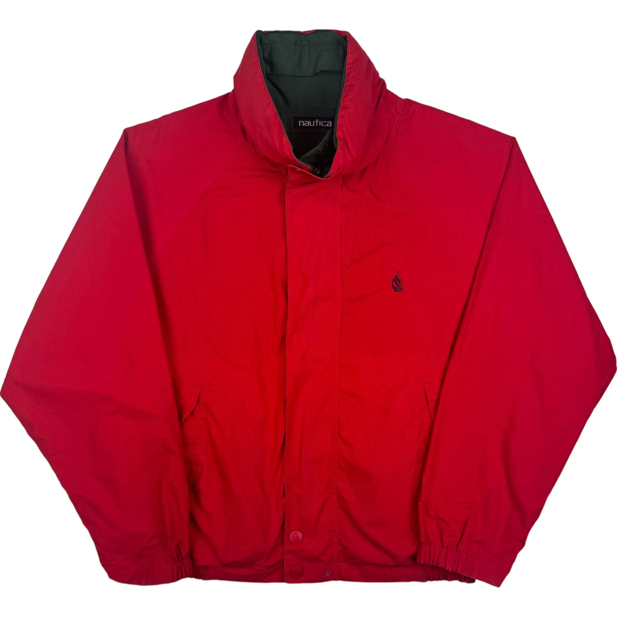 Nautica 90's Reversible Sailing Pullover Jacket Large Red Green