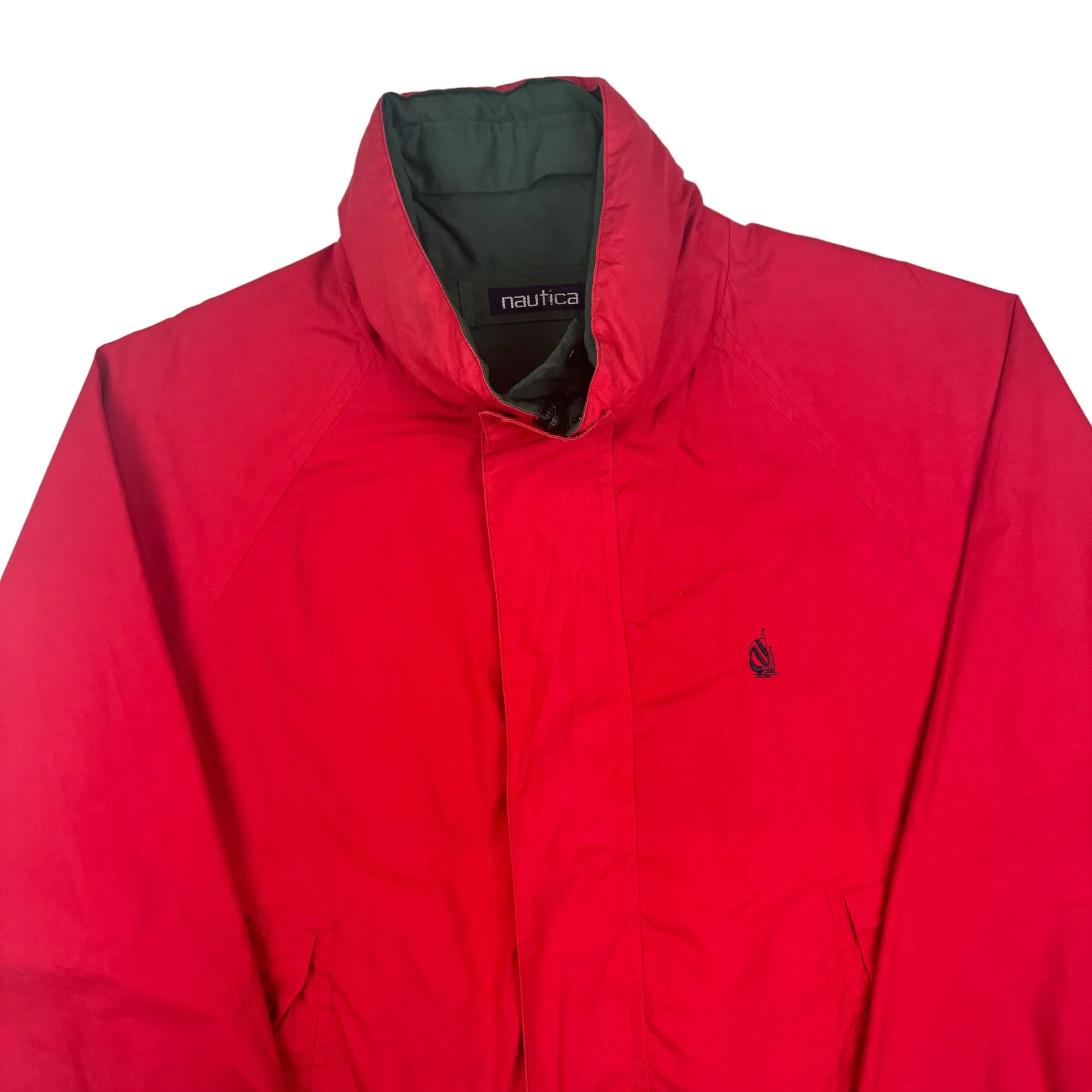 Nautica 90's Reversible Sailing Pullover Jacket Large Red Green