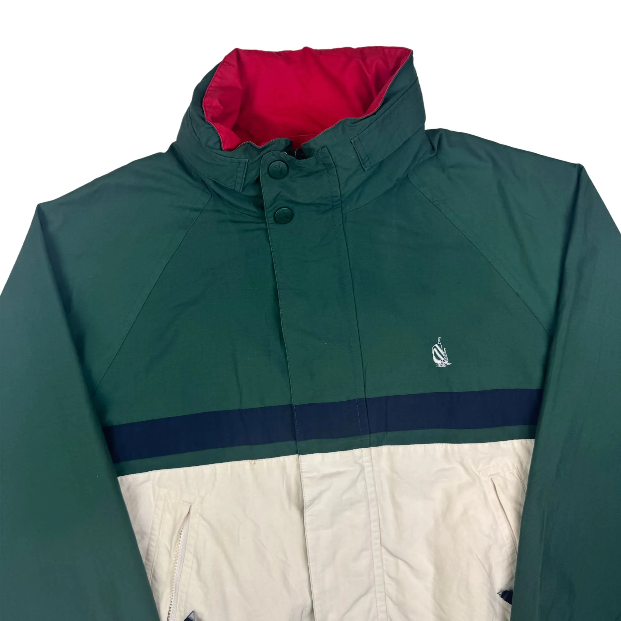 Nautica 90's Reversible Sailing Pullover Jacket Large Red Green