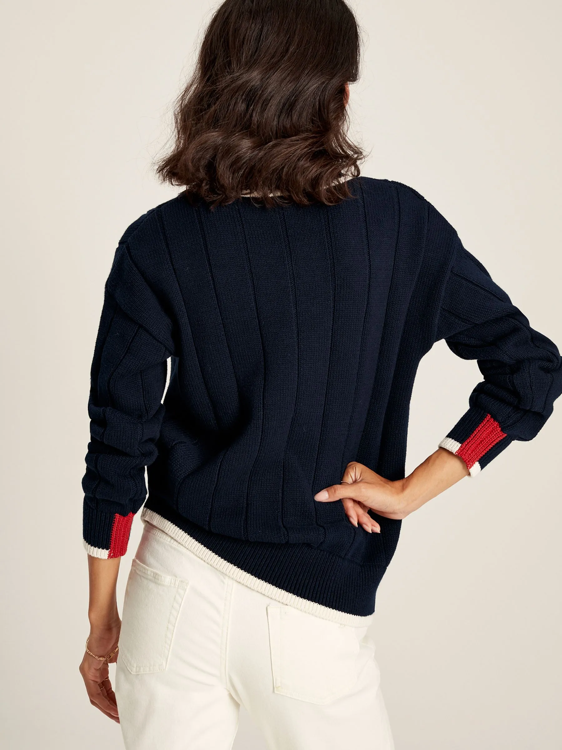 Navy Blue V-Neck Cricket Jumper