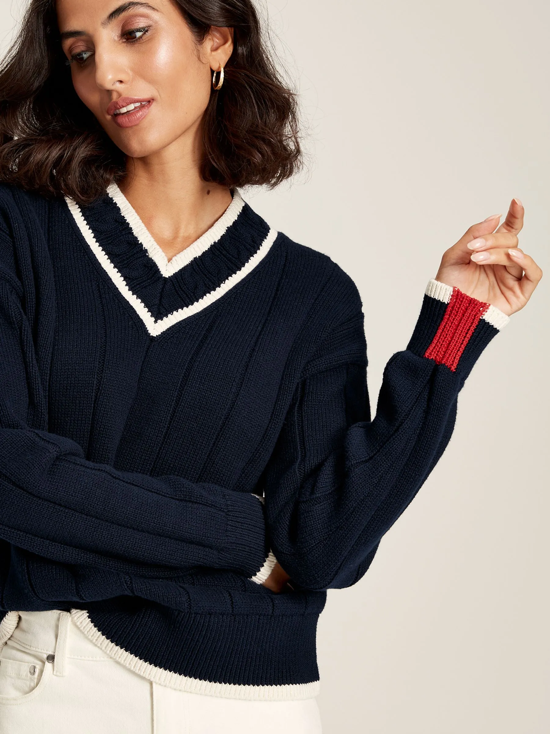 Navy Blue V-Neck Cricket Jumper