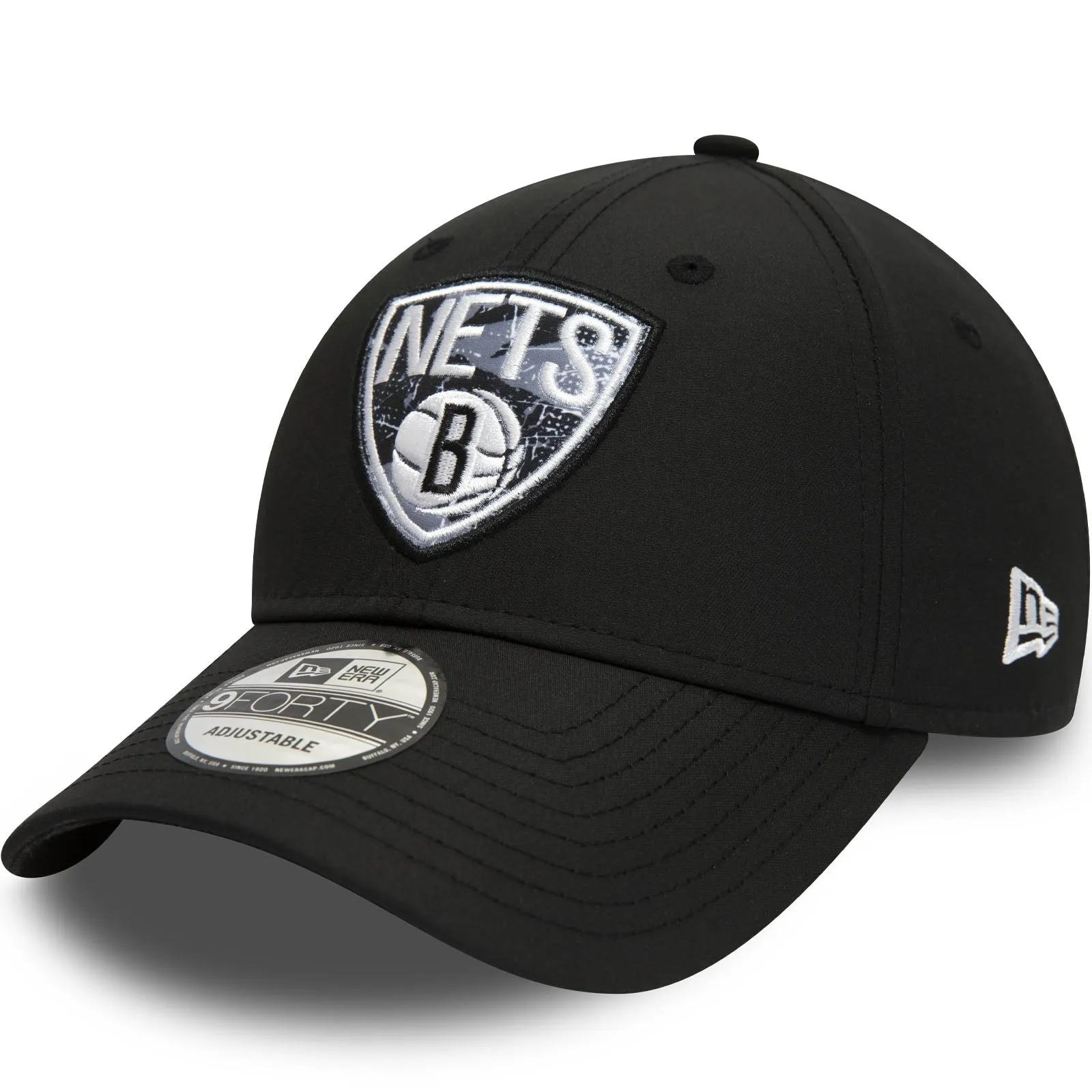 New Era Brooklyn Nets Print Infill 9FORTY Baseball Cap  - Black