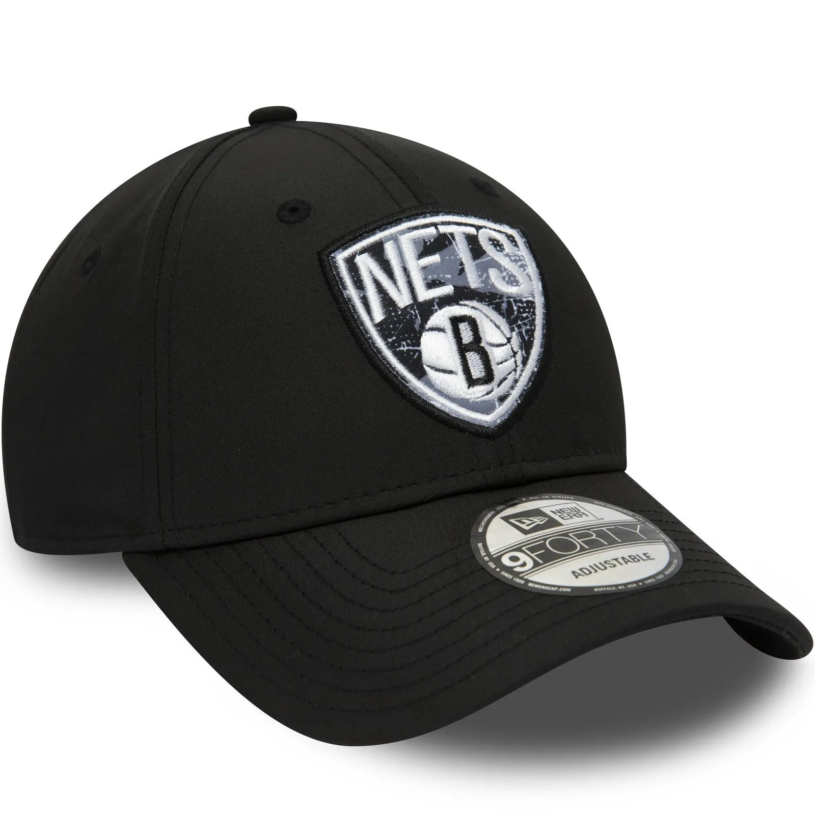 New Era Brooklyn Nets Print Infill 9FORTY Baseball Cap  - Black