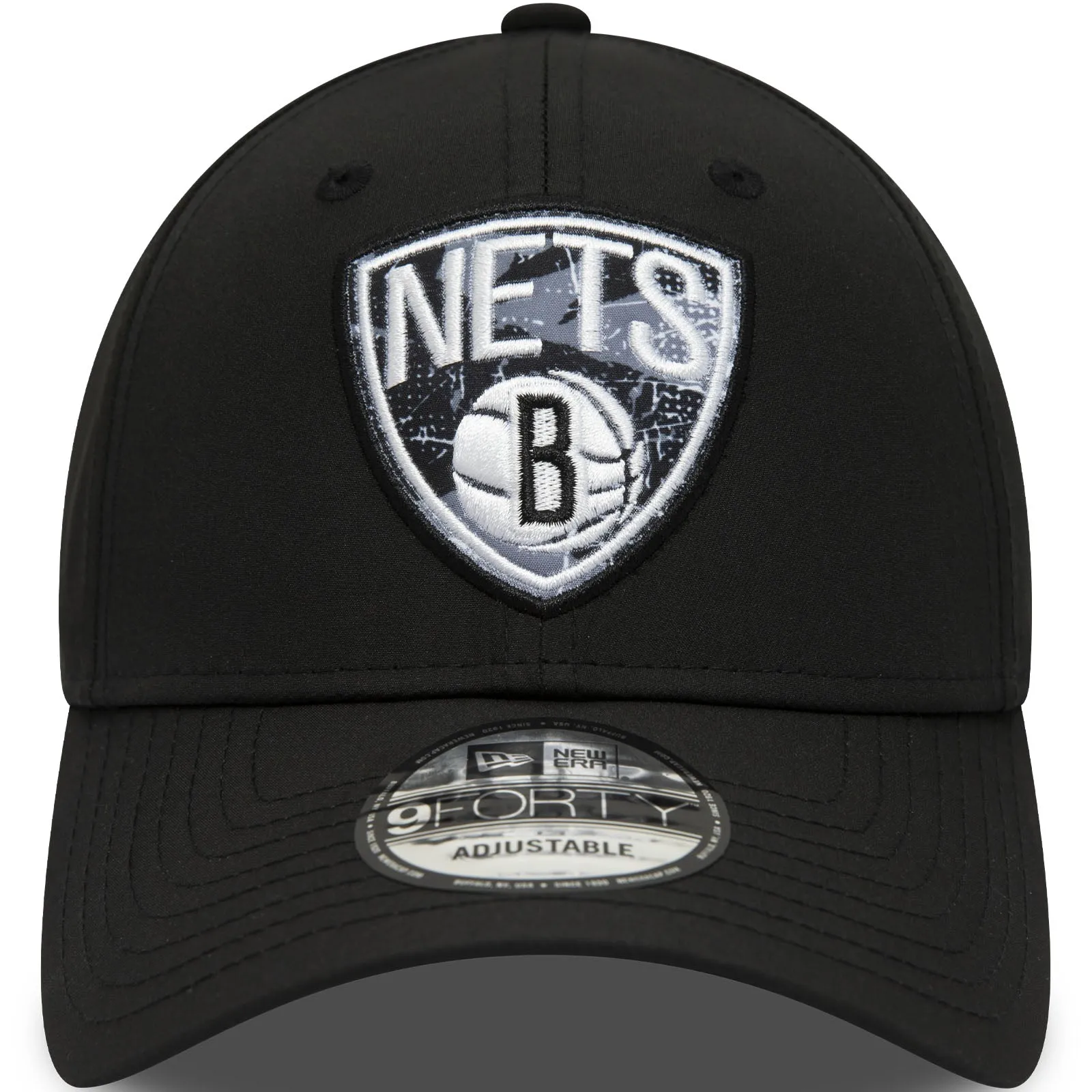 New Era Brooklyn Nets Print Infill 9FORTY Baseball Cap  - Black