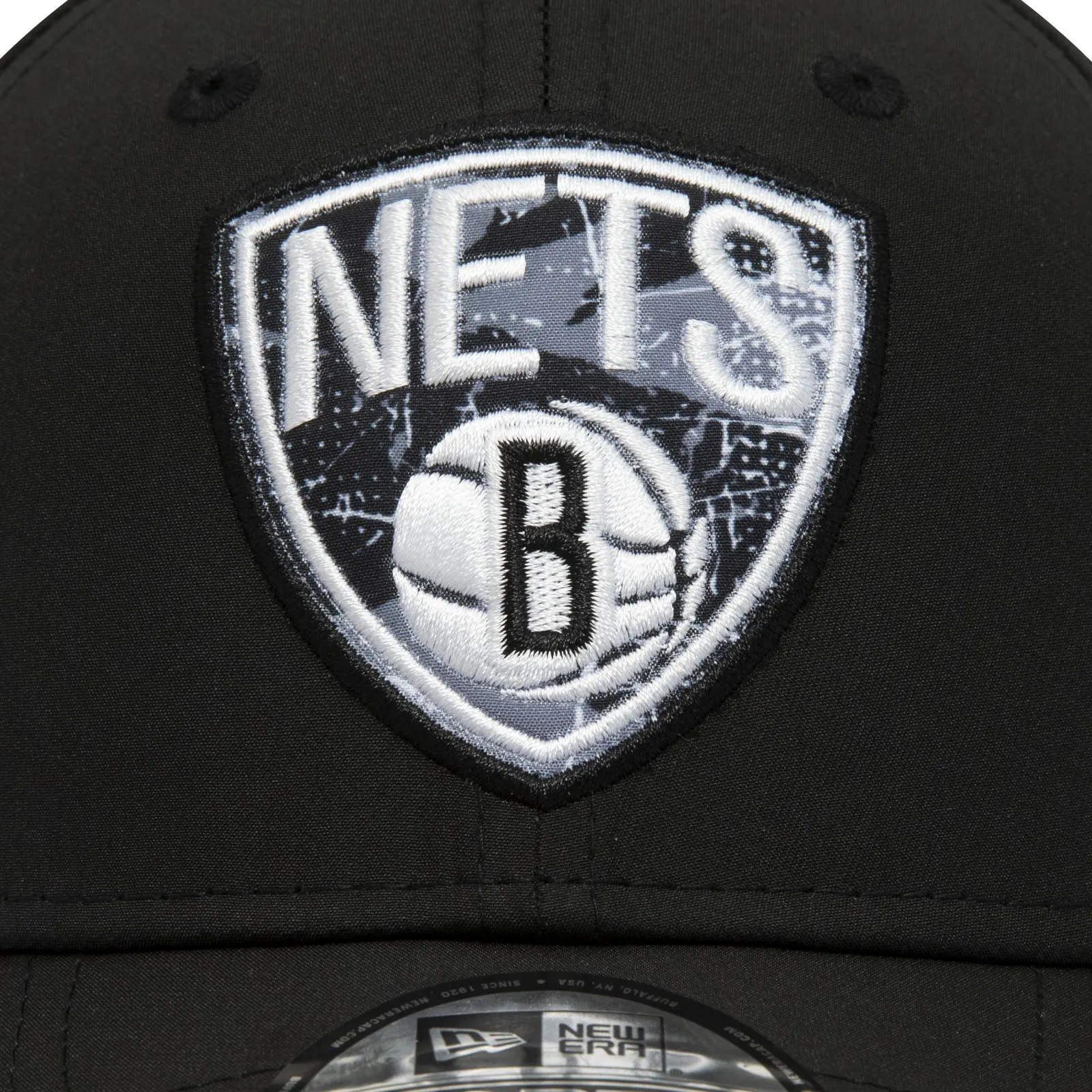 New Era Brooklyn Nets Print Infill 9FORTY Baseball Cap  - Black