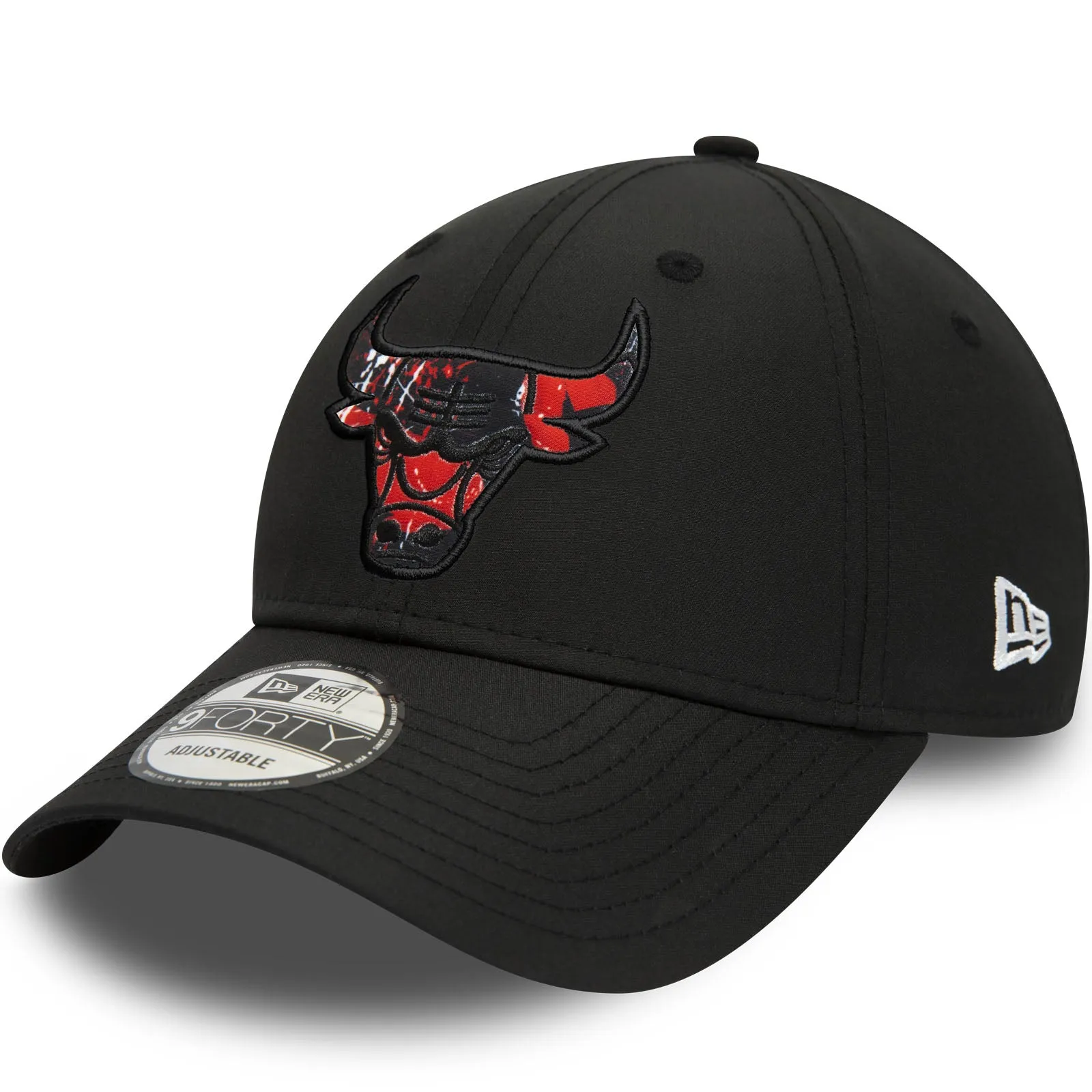 New Era Chicago Bulls Print Infill 9FORTY Baseball Cap  - Black