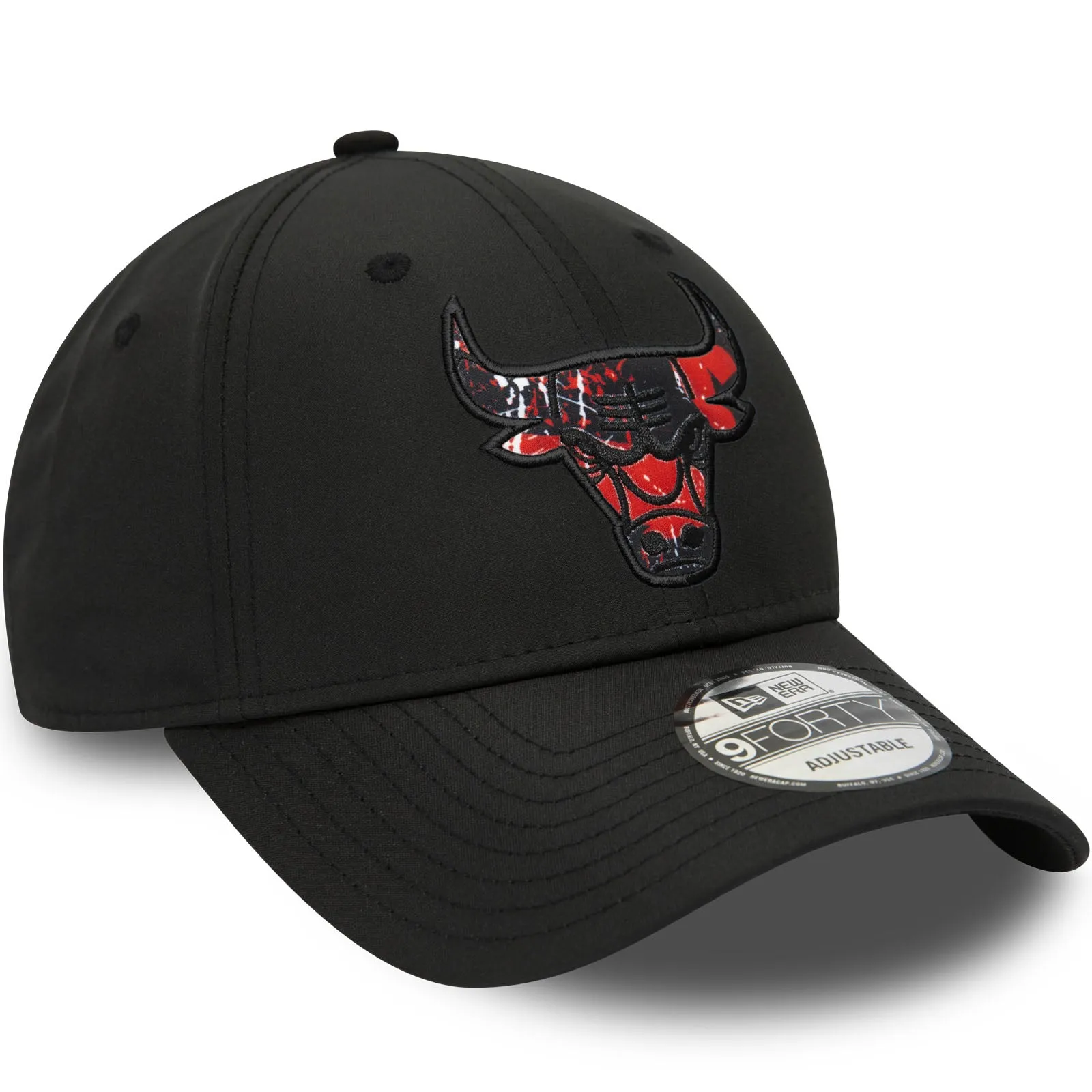 New Era Chicago Bulls Print Infill 9FORTY Baseball Cap  - Black