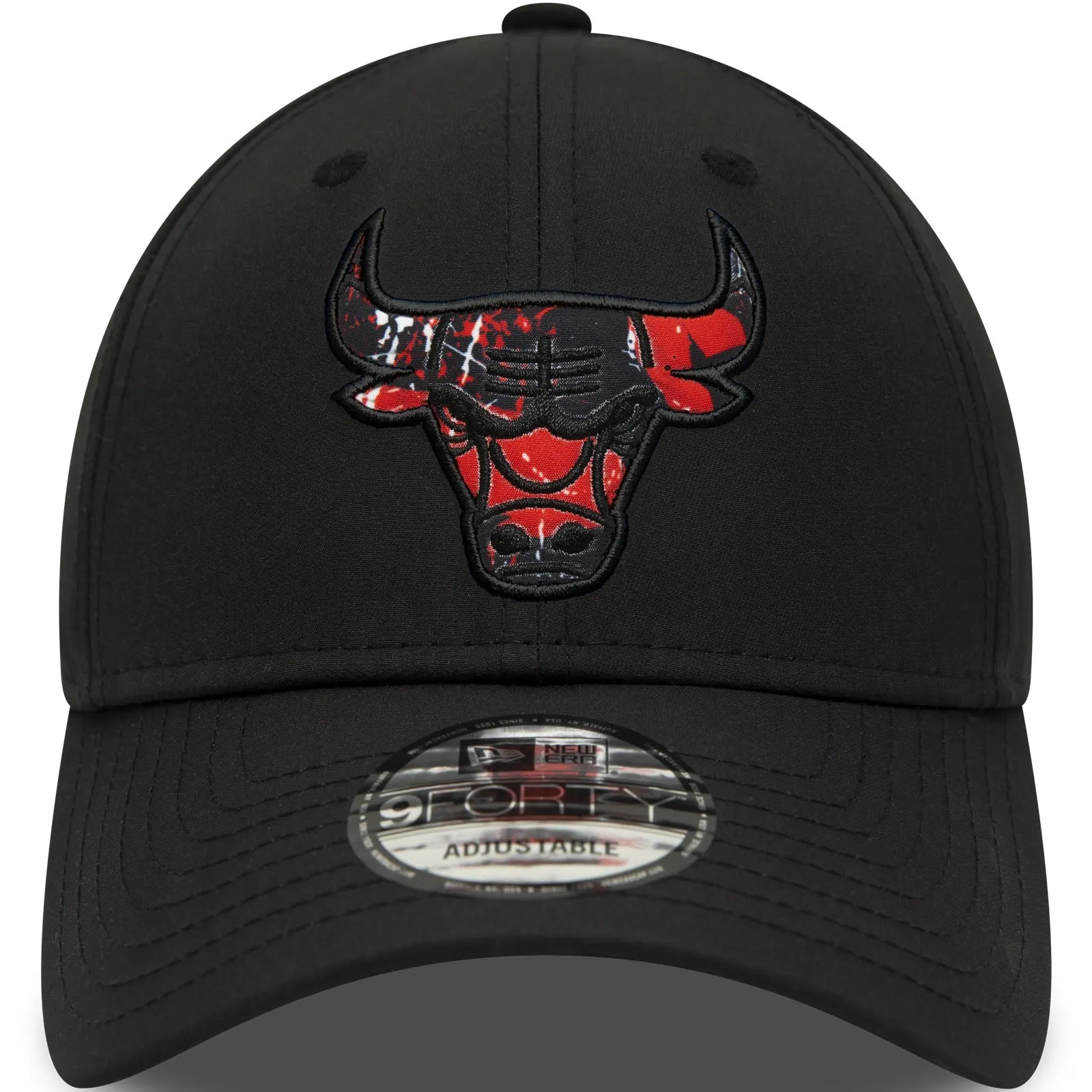 New Era Chicago Bulls Print Infill 9FORTY Baseball Cap  - Black