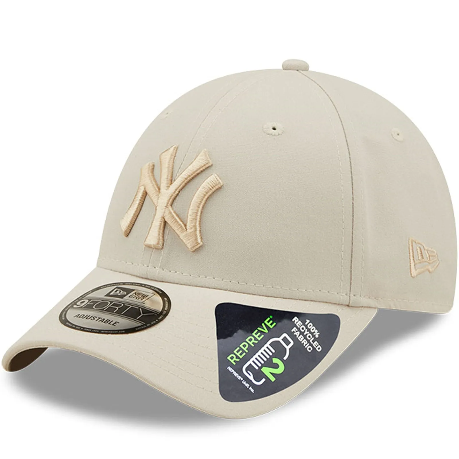 New Era Mens New York Yankees 9FORTY MLB Tonal Repreve Baseball Cap - Cream