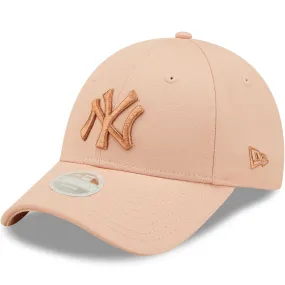 New Era Womens 9FORTY New York Yankees MLB Metallic Logo Baseball Cap - Pink