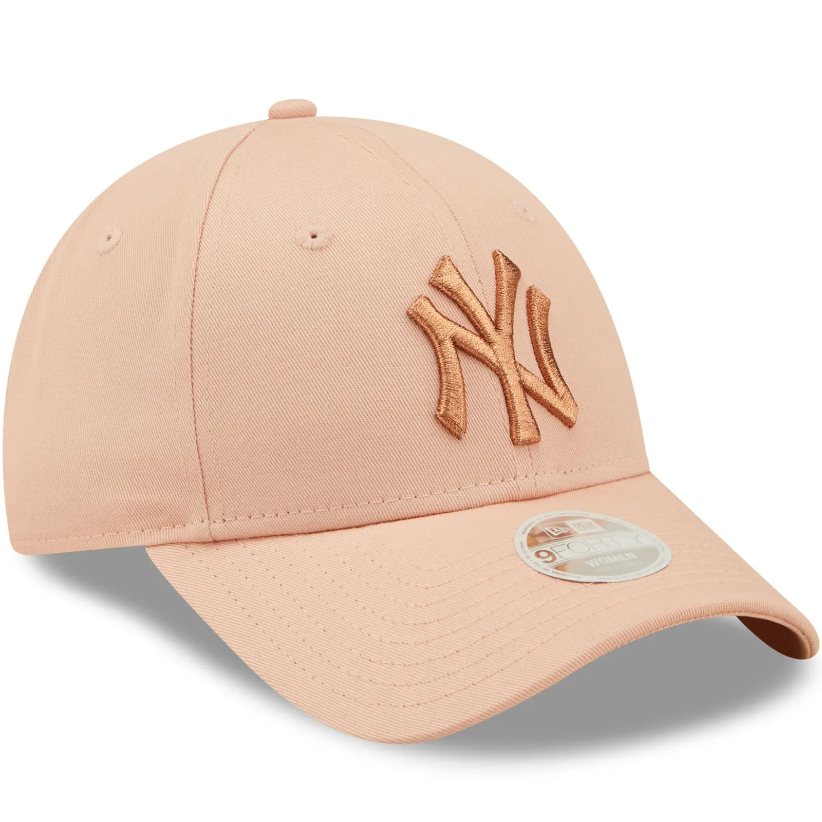 New Era Womens 9FORTY New York Yankees MLB Metallic Logo Baseball Cap - Pink