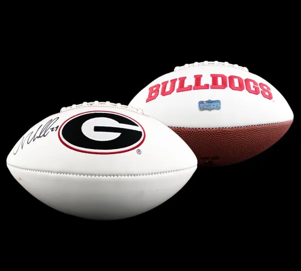 Nick Chubb Signed Georgia Bulldogs Embroidered NCAA Football