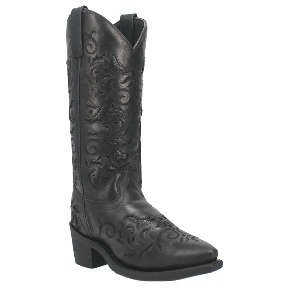 Night Sky Tooled-Inlay Glitter Snip Toe Cowboy Boots