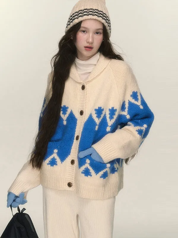 Nordic Retro Mohair-Knit Cardigan