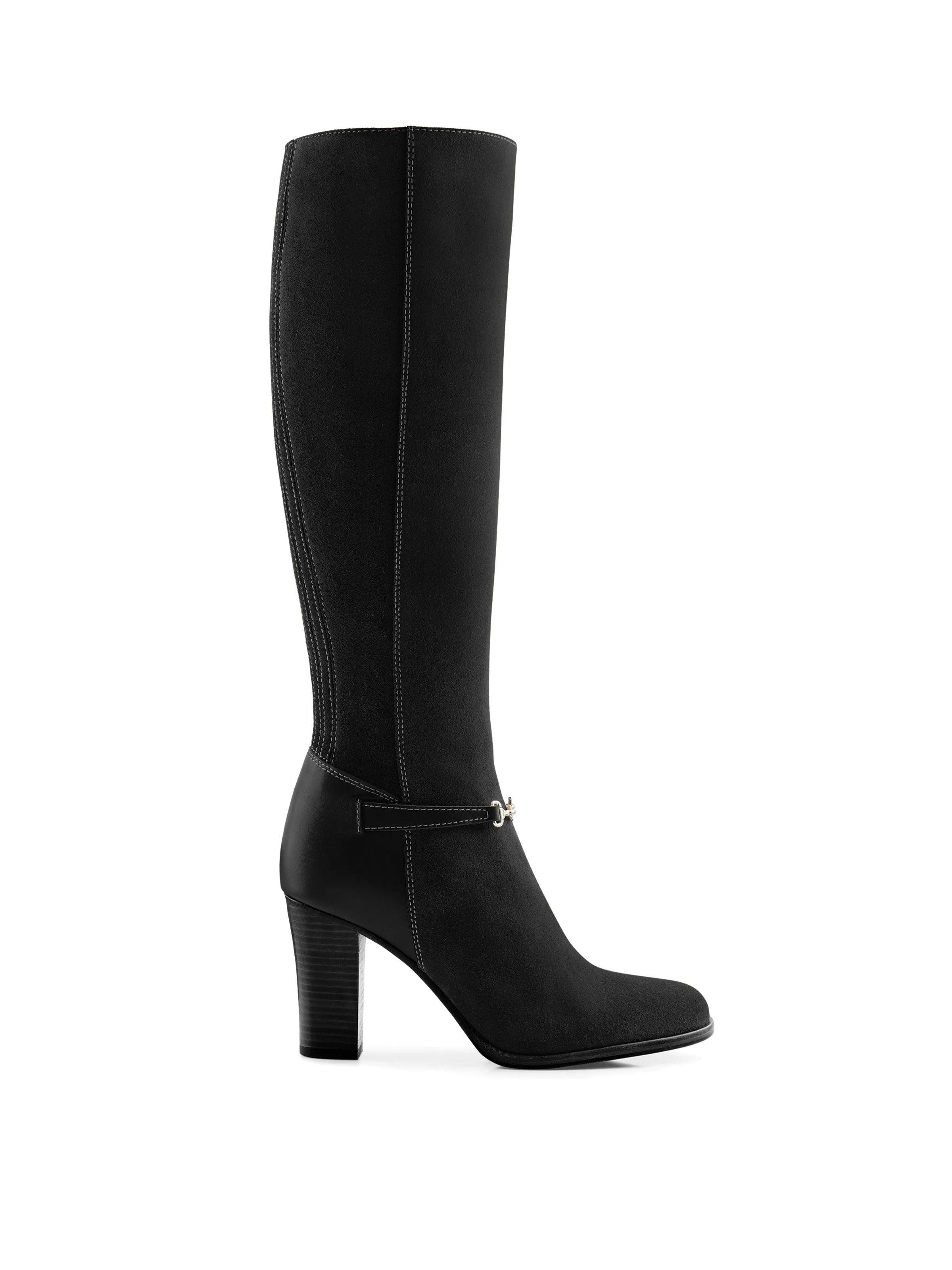 Octavia black Heeled Knee-high Boots        - Sporting Fit