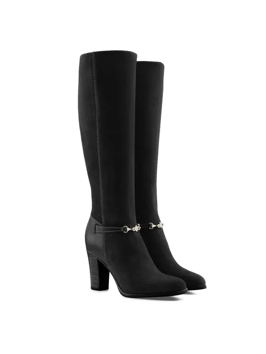 Octavia black Heeled Knee-high Boots        - Sporting Fit