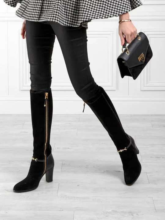 Octavia black Heeled Knee-high Boots        - Sporting Fit