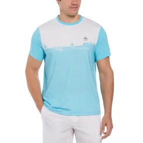 Outlined Pete Performance Tennis T-Shirt In Blue Atoll