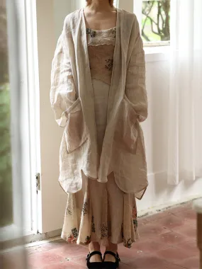 Petal Sheer Long Natural Cardigan