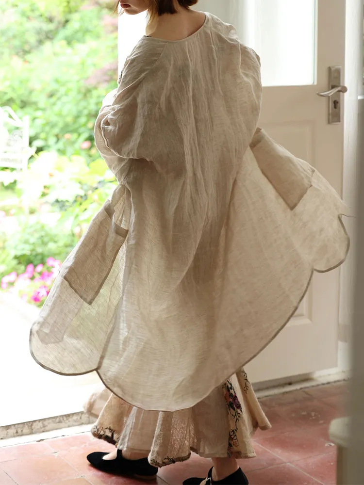 Petal Sheer Long Natural Cardigan