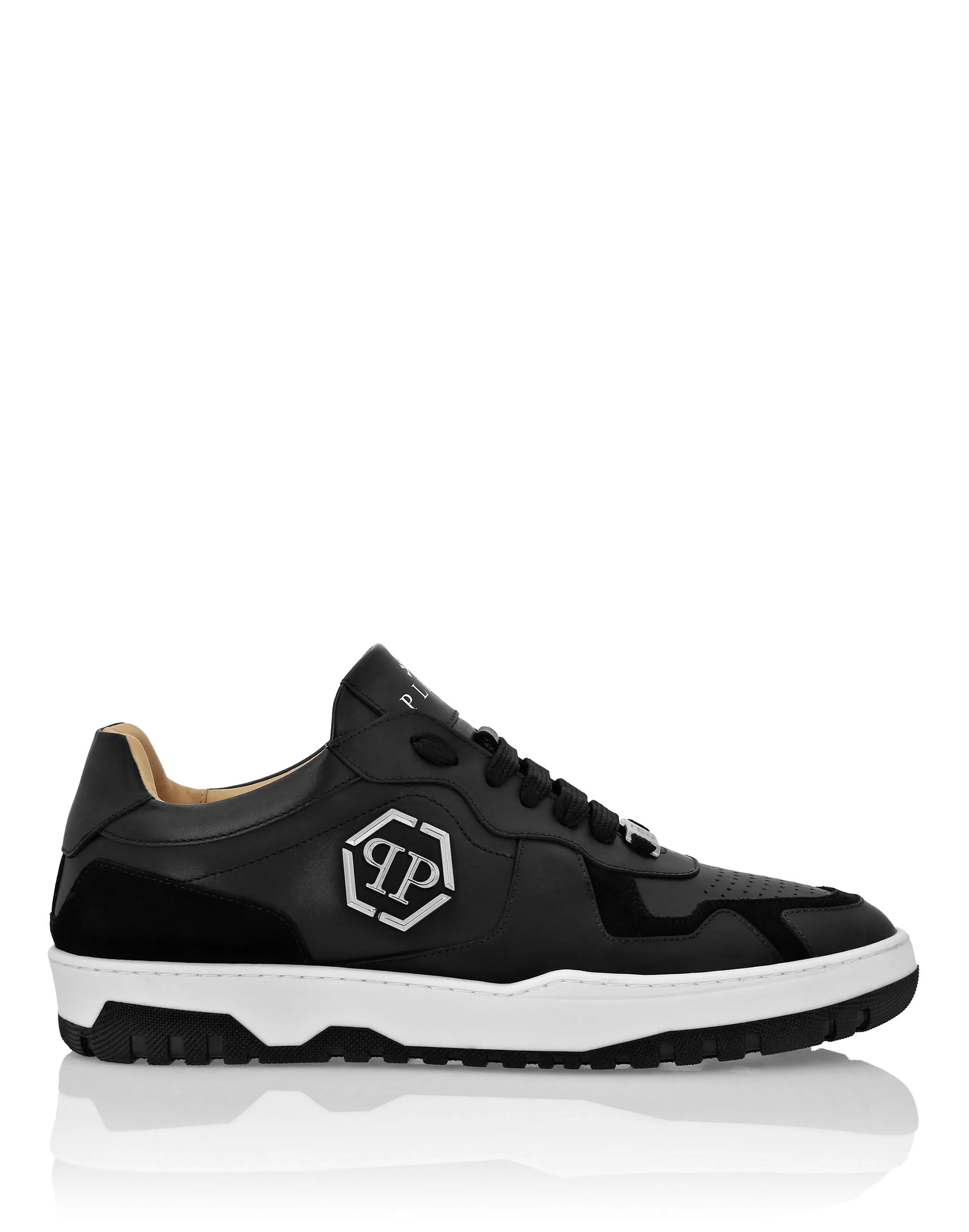 PHILIPP PLEIN Mix Leather Lo-Top Sneakers