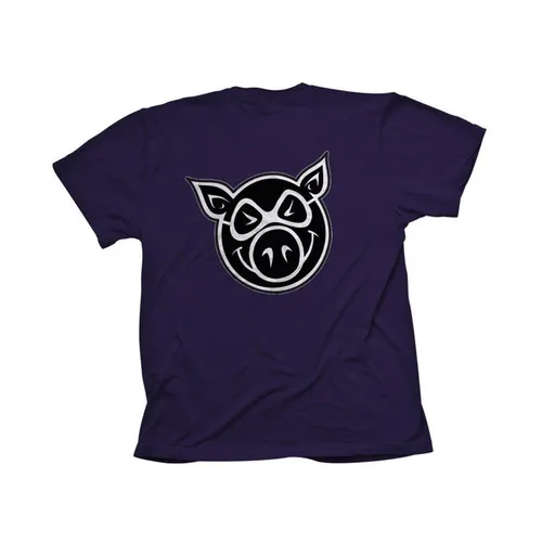 Pig Skateboard T-Shirt Pig Head Purple